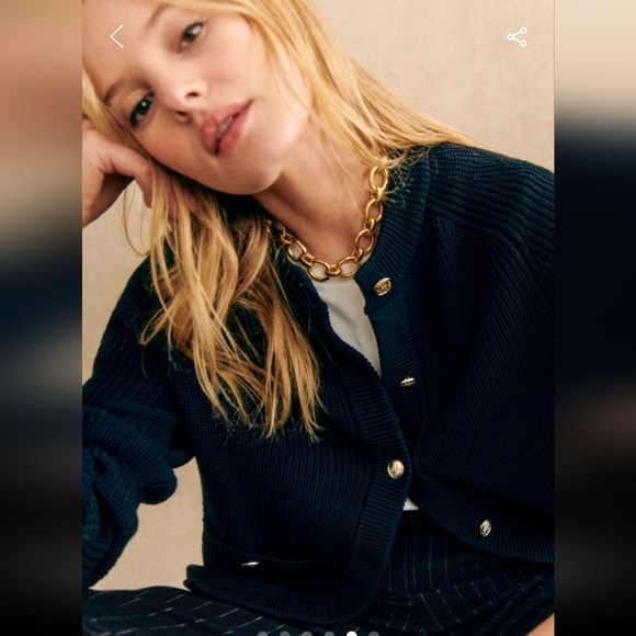 Sezane Sweaters - Sezane Madeline Cardigan - Navy with Gold Buttons